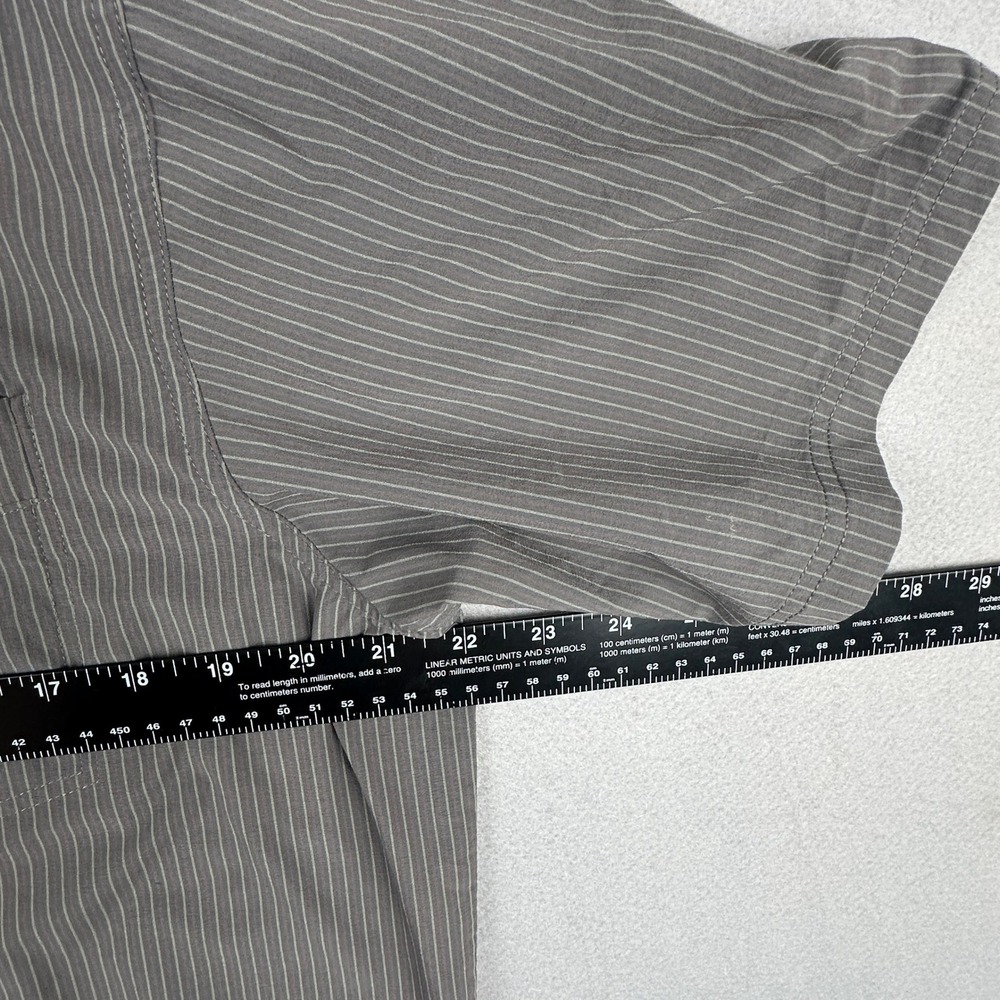 Columbia Short Sleeve Button Up Shirt Mens Large Gray Striped XO0910 Stretch - Picture 8 of 12